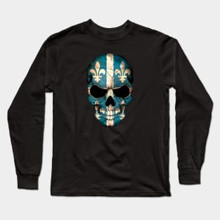 Quebec Flag Skull Long Sleeve T-Shirt